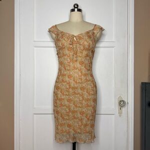Beige and orange floral dress